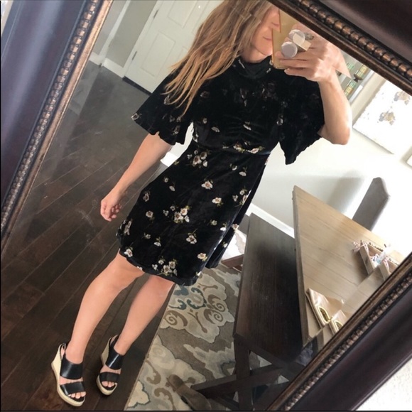 Free People Dresses & Skirts - Free People black suede floral dress button back